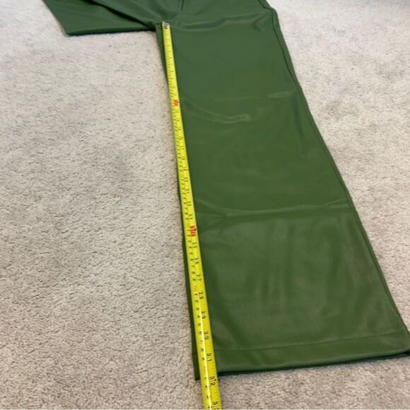Zara olive green faux leather full length high waisted pants Sz S NWT bloggers - Picture 14 of 16